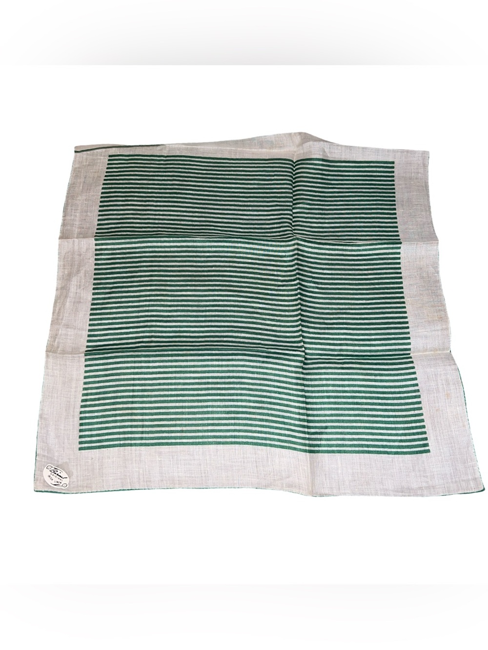 Vintage Burmel Irish Linen Striped Green Handkerchief Hankie